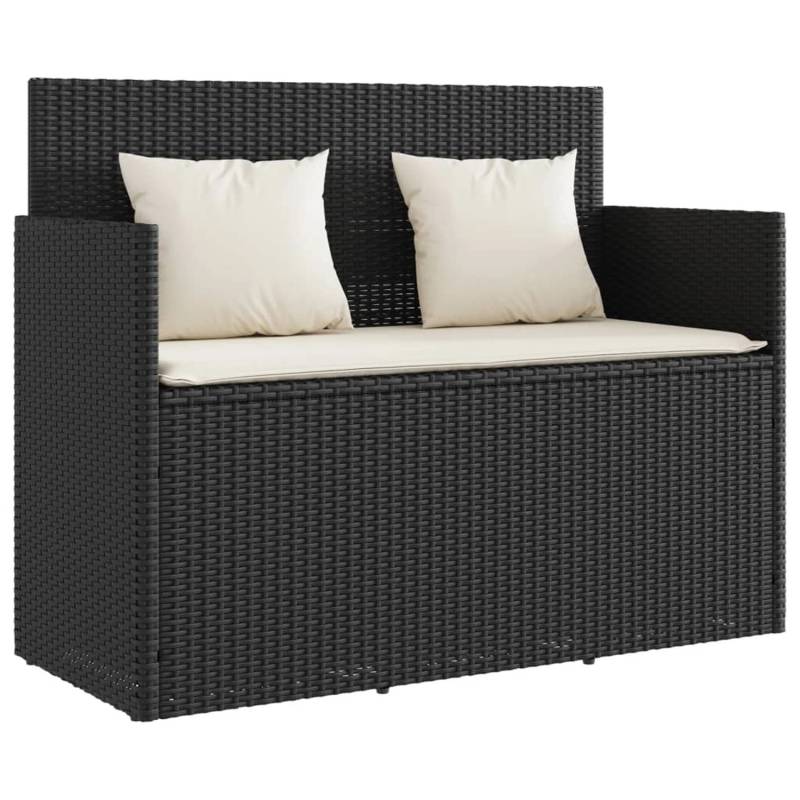 VidaXL Gartenbank  Poly Rattan mit Kissen Schwarz von VIDAXL