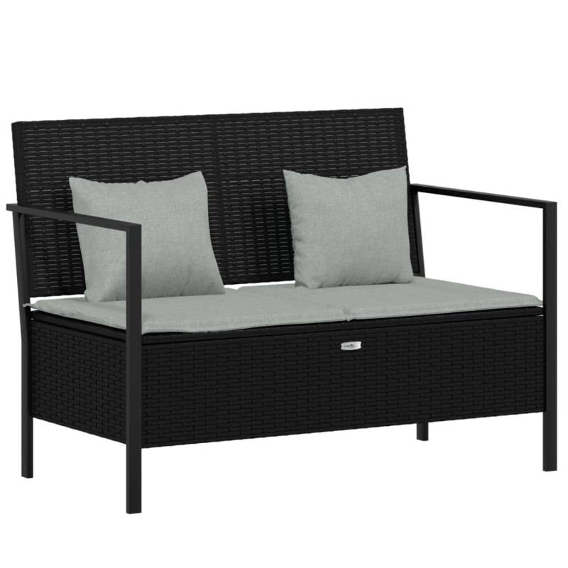 VidaXL Gartenbank Schwarz 2-Sitzer Poly Rattan mit Kissen von VIDAXL