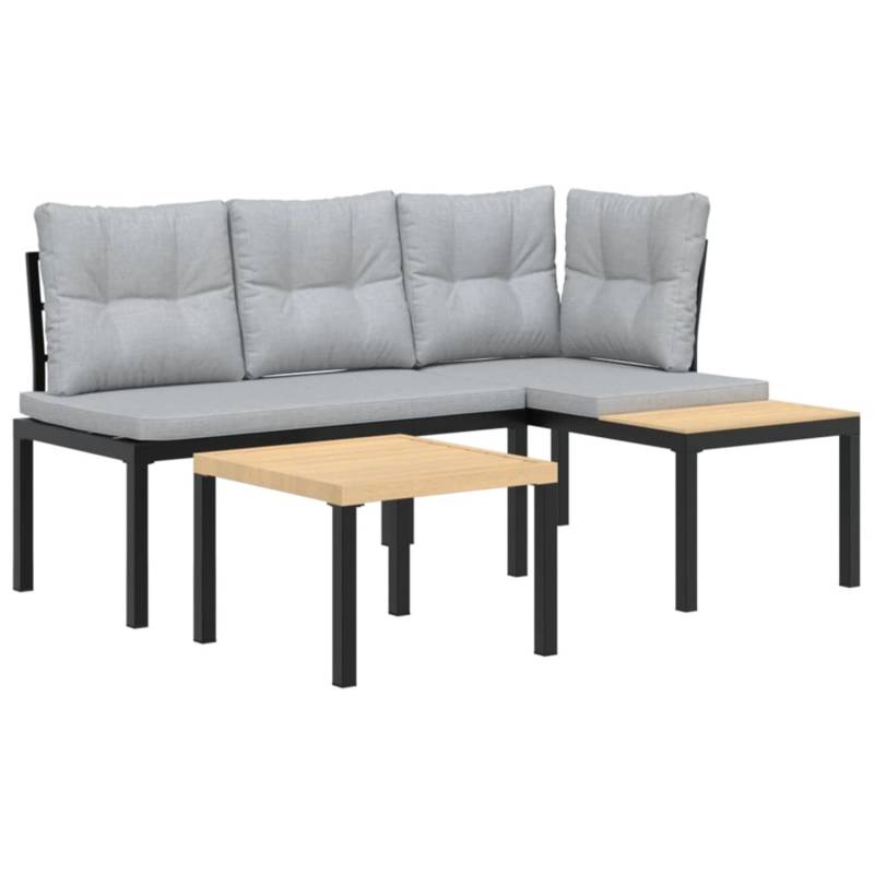 vidaXL Gartenbank-Set 3-tlg Schwarz Pulverbeschichteter Stahl Modell 2 von VIDAXL