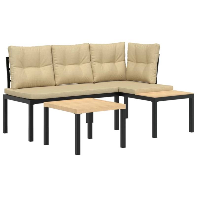 vidaXL Gartenbank-Set 3-tlg Schwarz Pulverbeschichteter Stahl Modell 3 von VIDAXL