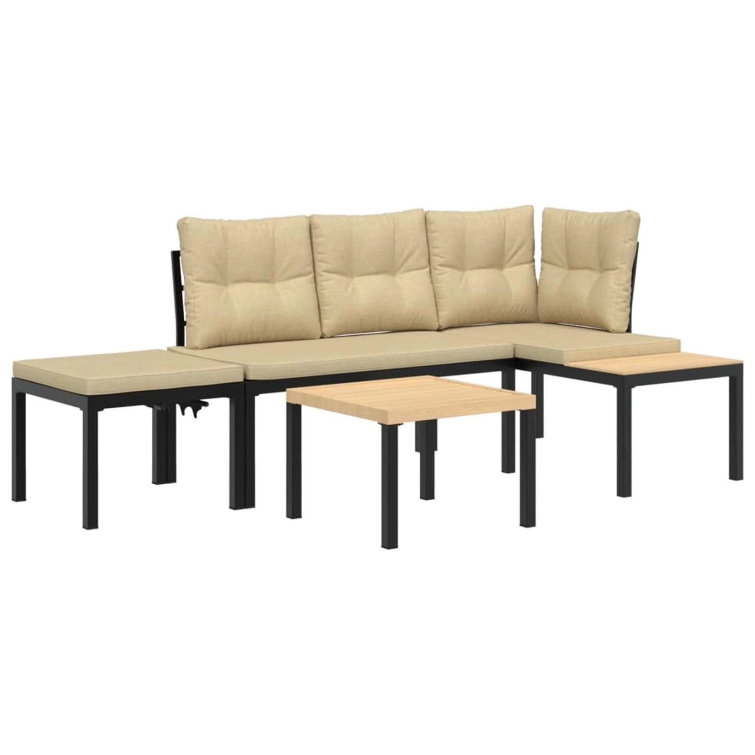 vidaXL Gartenbank-Set 3-tlg Schwarz Pulverbeschichteter Stahl Modell 6 von VIDAXL