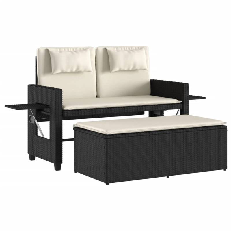 VidaXL Gartenbank Verstellbar Poly Rattan mit Kissen Schwarz von VIDAXL