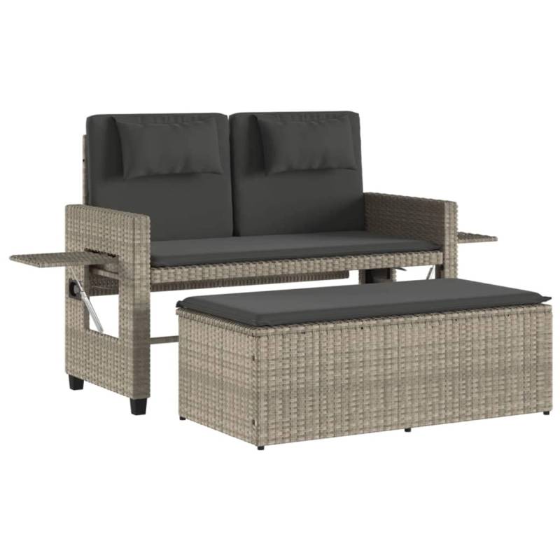 VidaXL Gartenbank Verstellbar mit Kissen Hellgrau Poly Rattan von VIDAXL