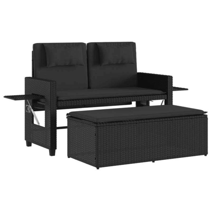 VidaXL Gartenbank Verstellbar mit Kissen Schwarz Poly Rattan von VIDAXL