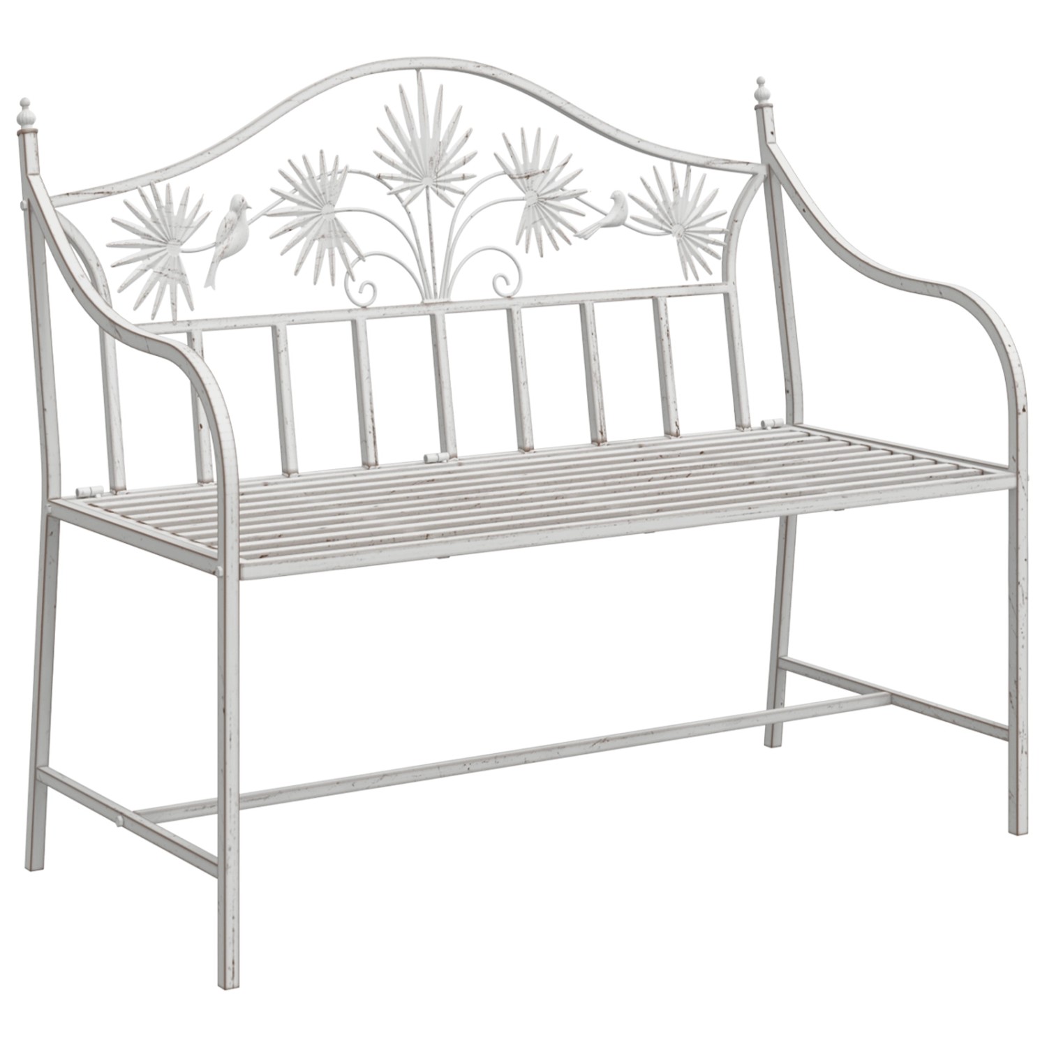 vidaXL Gartenbank Weiß Metall 104 x 52,5 x 89 cm Robust und langlebig 42008114 von VIDAXL
