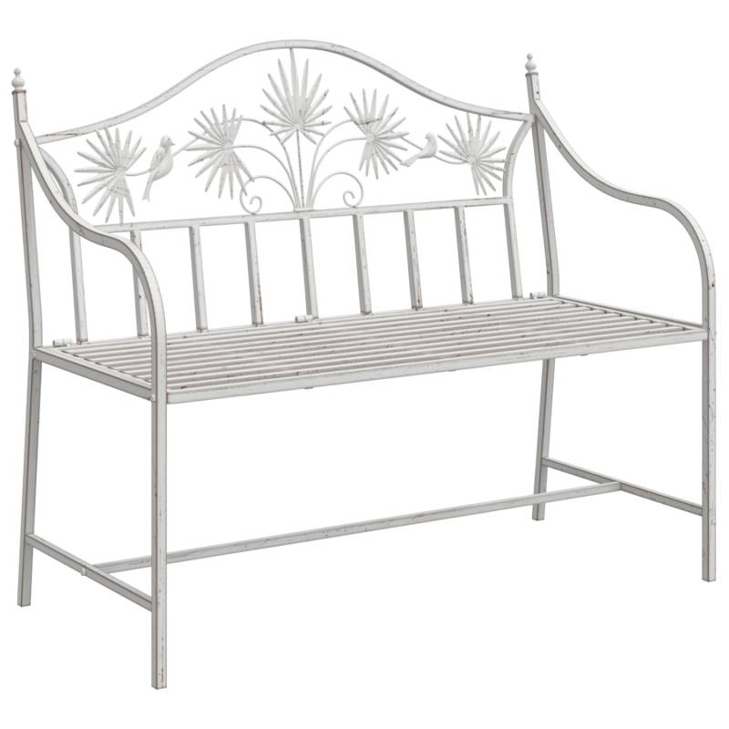 vidaXL Gartenbank Weiß Metall 104 x 52,5 x 89 cm Robust und langlebig 42008114 von VIDAXL