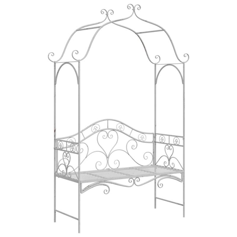 vidaXL Gartenbank Weiß Metall 121 x 48 x 200 cm Dekorative Intarsien 42008120 von VIDAXL