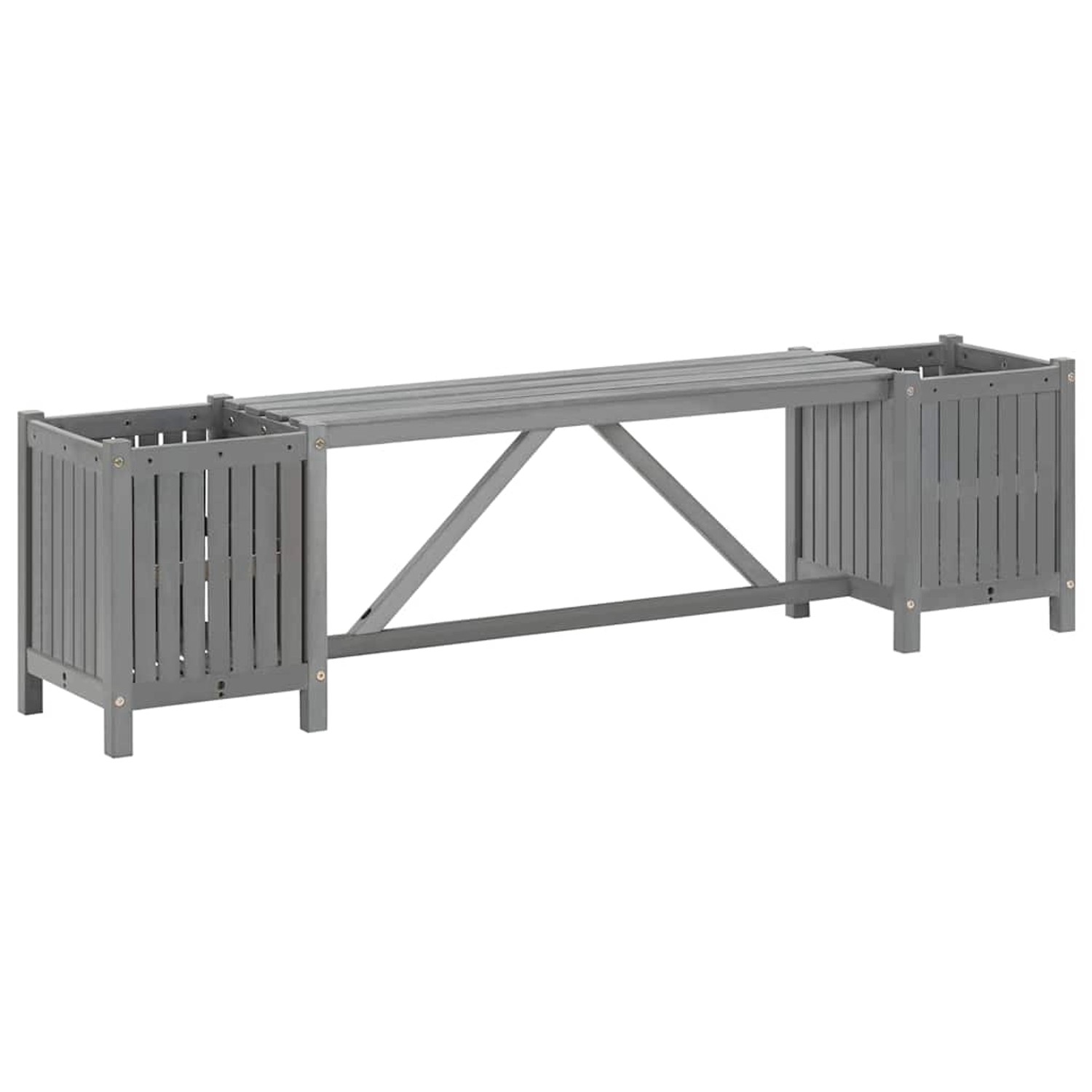 vidaXL Gartenbank mit 2 Pflanzkübeln 150 cm Massivholz Akazie Grau 311823 vidaXL Gartenbank mit 2 Pflanzkübeln 150 cm Massivholz Akazie Grau 311823 von VIDAXL