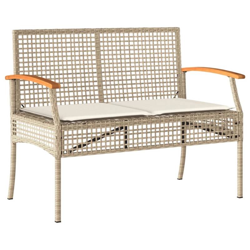 vidaXL Gartenbank mit Kissen Beige Poly Rattan Akazienholz 366257 von VIDAXL