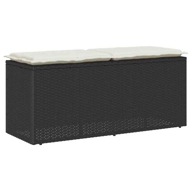 vidaXL Gartenbank mit Kissen Schwarz 110x40x44 cm Poly Rattan 4104145 von VIDAXL