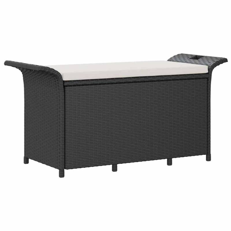 vidaXL Gartenbank mit Kissen Schwarz 116x46x57 cm Poly Rattan 363417 von VIDAXL