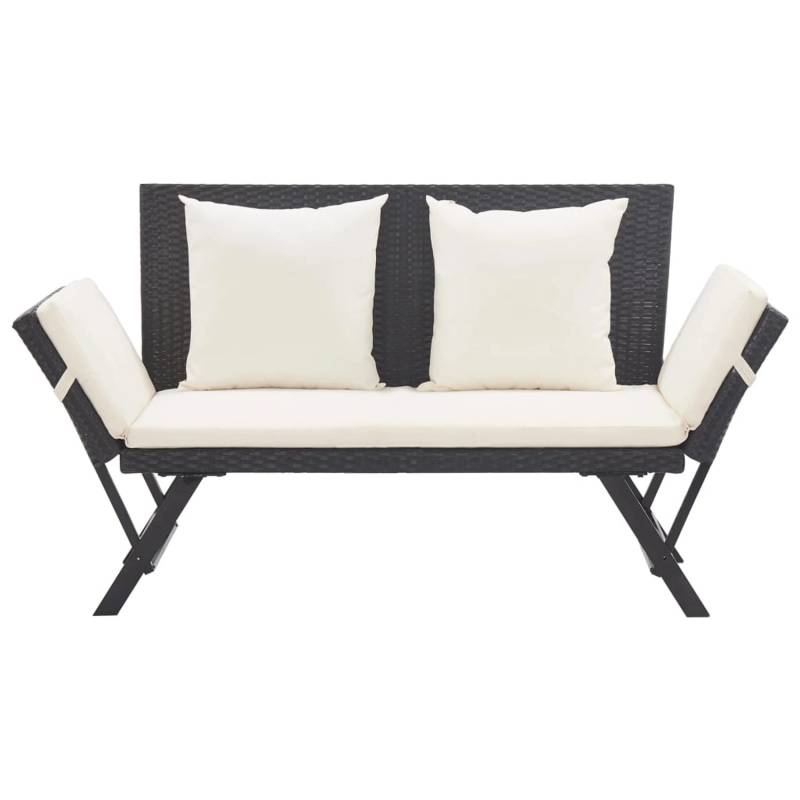 VidaXL Gartenbank mit Kissen Schwarz 176 cm Poly Rattan von VIDAXL