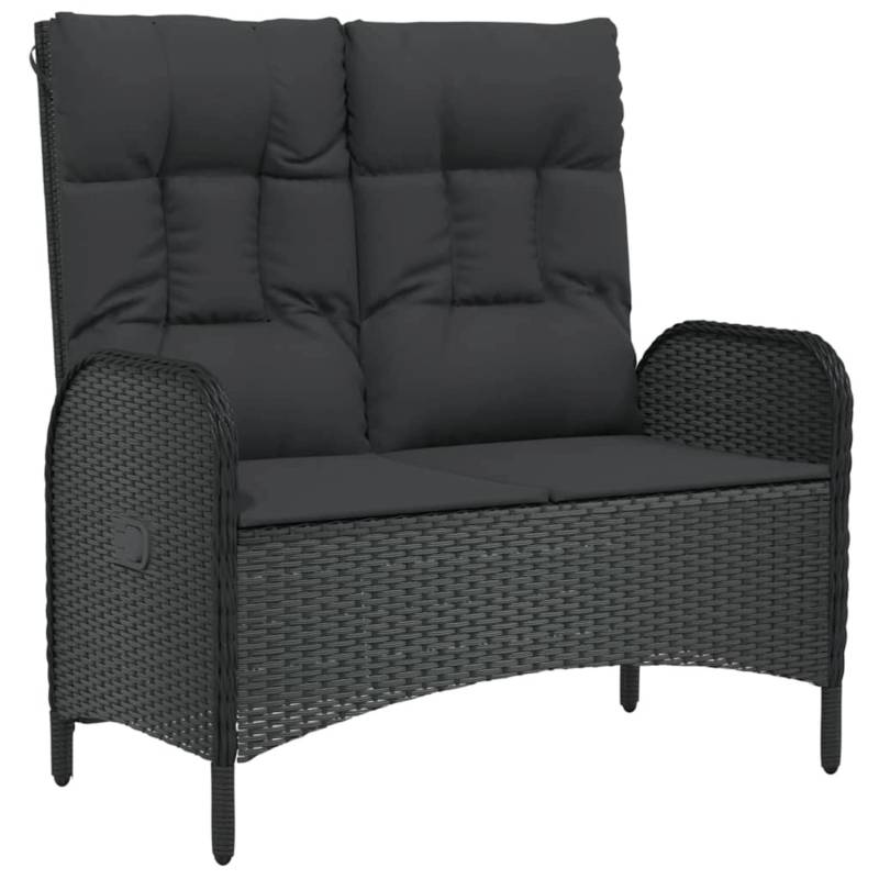 VidaXL Gartenbank mit Liegefunktion & Kissen 107cm Poly Rattan Schwarz von VIDAXL