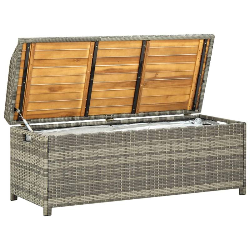 VidaXL Gartenbank mit Stauraum 120 cm Poly Rattan Grau von VIDAXL