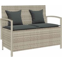 Gartenbank mit Stauraum und Kissen Hellgrau Poly Rattan - Vidaxl von VIDAXL