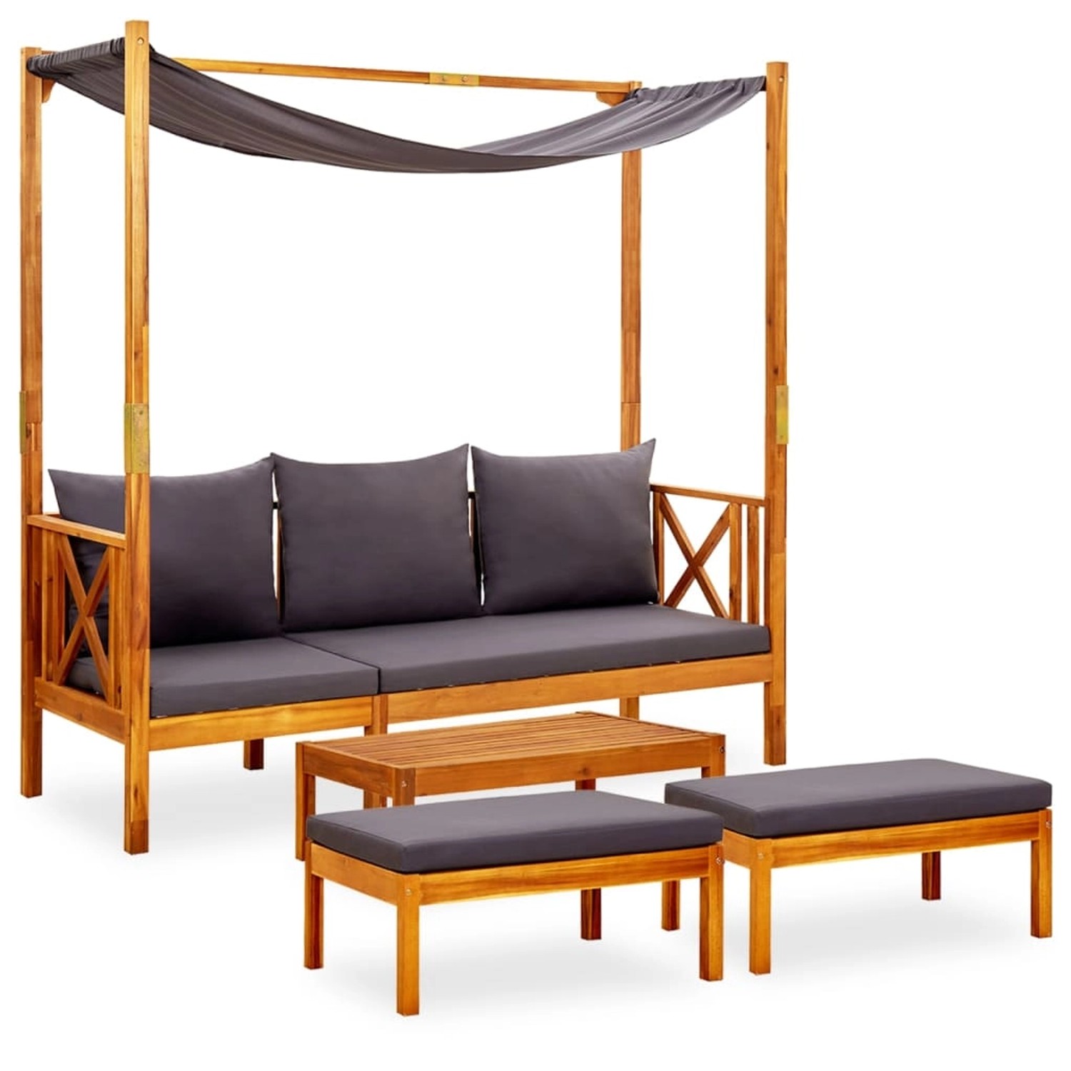 vidaXL Gartenbank mit Tisch & Fußhockern Massivholz Akazie 3058010 vidaXL Gartenbank mit Tisch & Fußhockern Massivholz Akazie 3058010 von VIDAXL