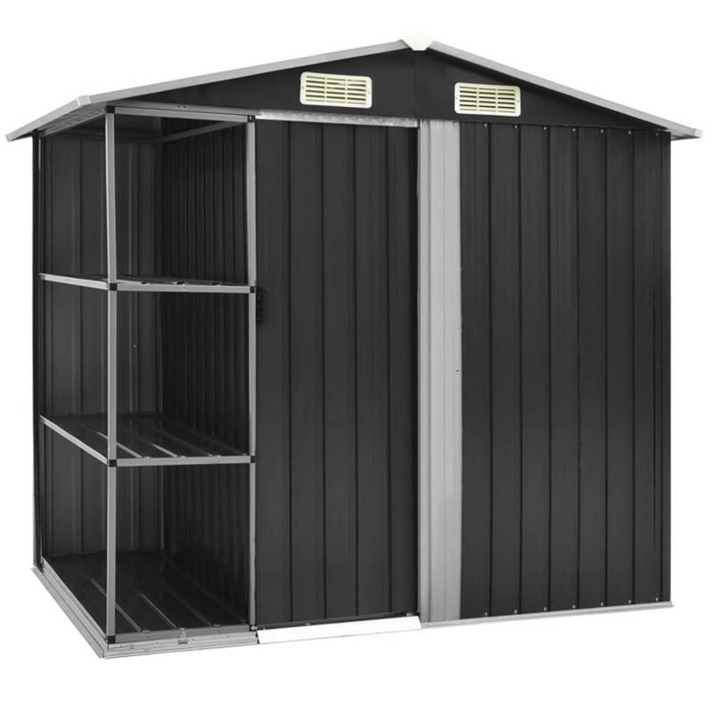 vidaXL Gartenhaus mit Regal Anthrazit 205x130x183 cm Eisen 661717 von VIDAXL