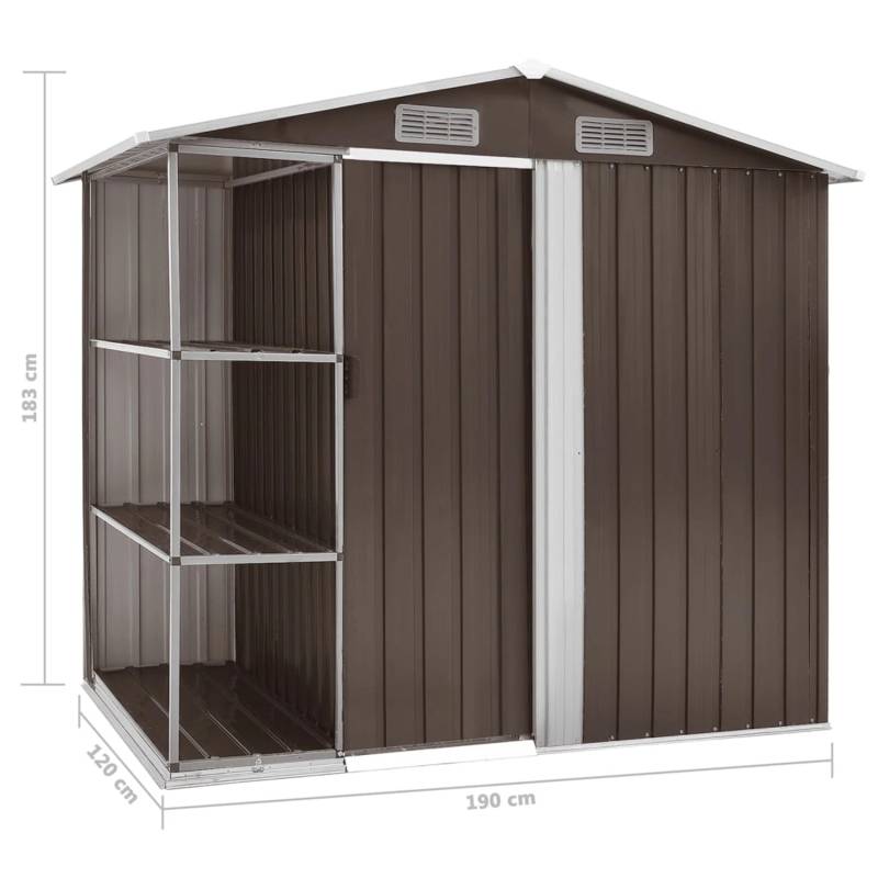 vidaXL Gartenhaus mit Regal Braun 205x130x183 cm Eisen 661716 von VIDAXL