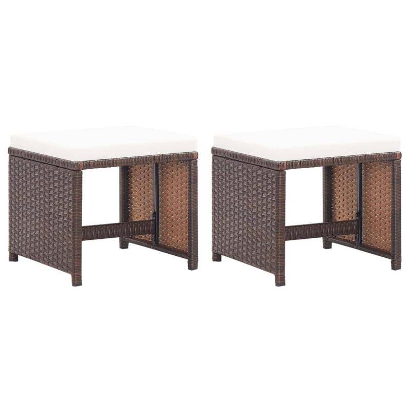 vidaXL Gartenhocker 2 Stk. mit Sitzkissen Poly Rattan Braun von VIDAXL