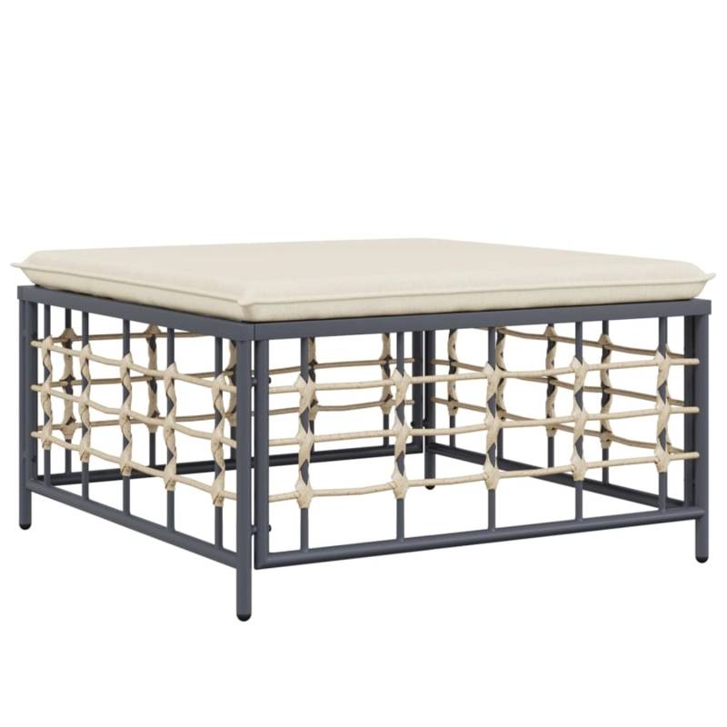 vidaXL Gartenhocker mit Beige Kissen Poly Rattan von VIDAXL