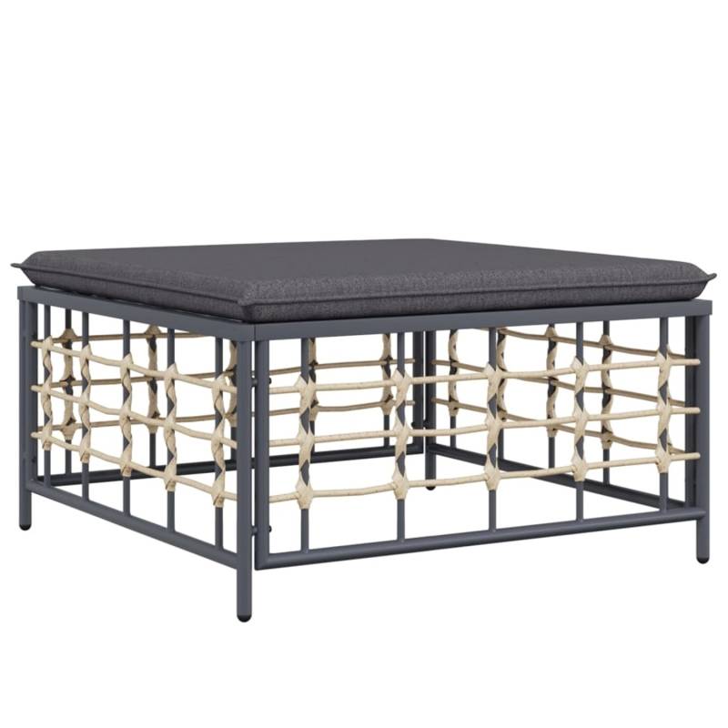 VidaXL Gartenhocker mit DunkelGrauem Kissen Poly Rattan von VIDAXL