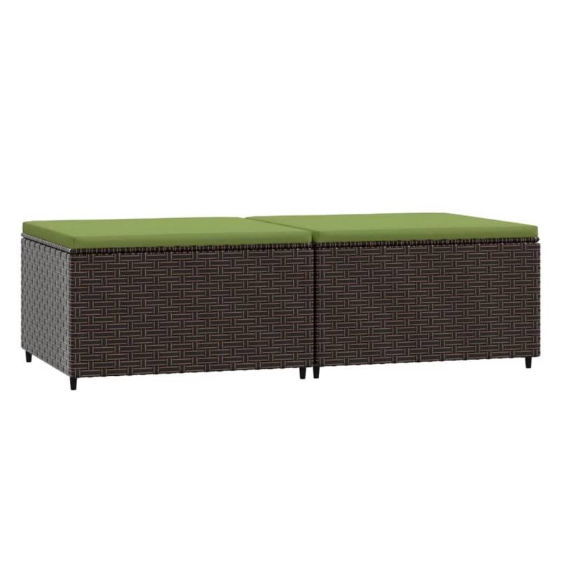 vidaXL Gartenhocker mit Kissen 2 Stk. Braun Poly Rattan 1 von VIDAXL