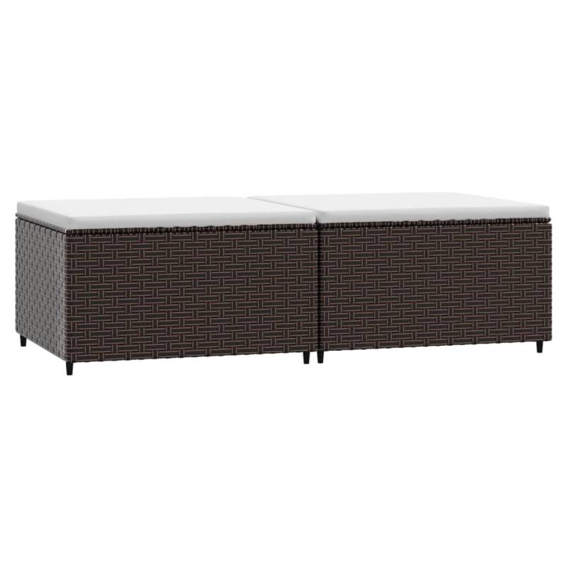 vidaXL Gartenhocker mit Kissen 2 Stk. Braun Poly Rattan 2 von VIDAXL