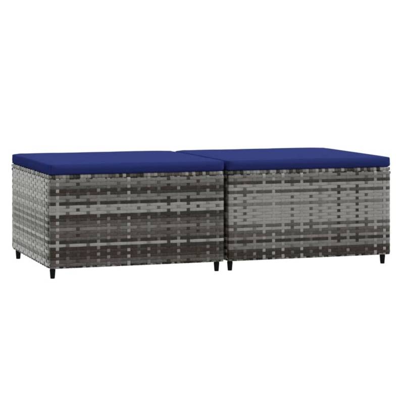 VidaXL Gartenhocker mit Kissen 2 Stk. Grau Poly Rattan 2 von VIDAXL