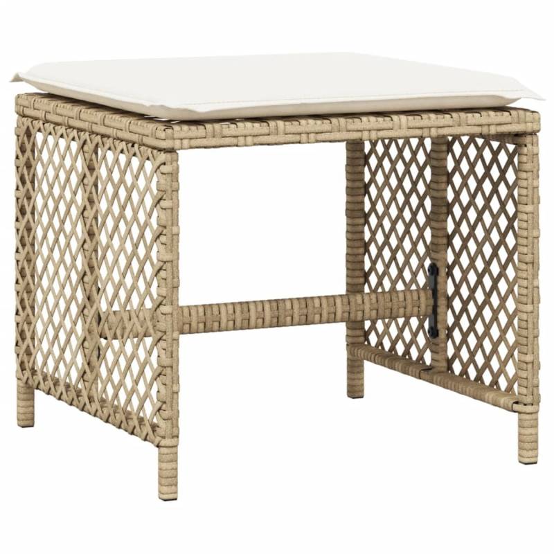 vidaXL Gartenhocker mit Kissen 4 Stk. Beige 41x41x36 cm Poly Rattan 2 von VIDAXL