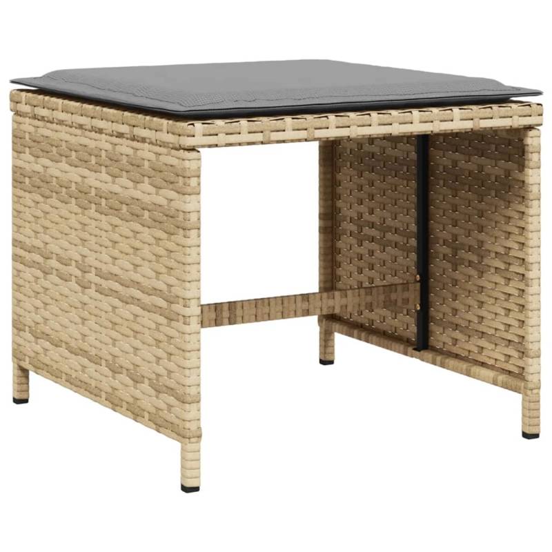 VidaXL Gartenhocker mit Kissen 4 Stk. Beigemischung Poly Rattan von VIDAXL