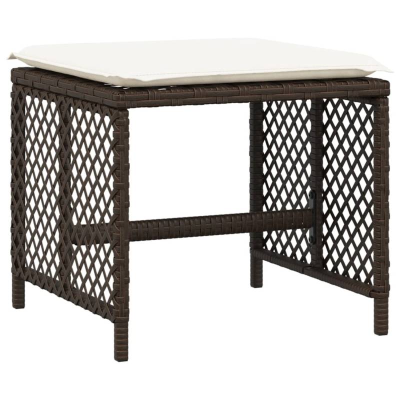vidaXL Gartenhocker mit Kissen 4 Stk. Braun 41x41x36 cm Poly Rattan 3 von VIDAXL