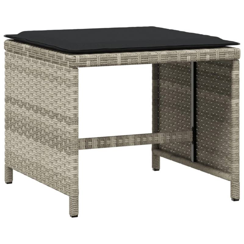 VidaXL Gartenhocker mit Kissen 4 Stk. Hellgrau 40x40x35 cm Poly Rattan von VIDAXL