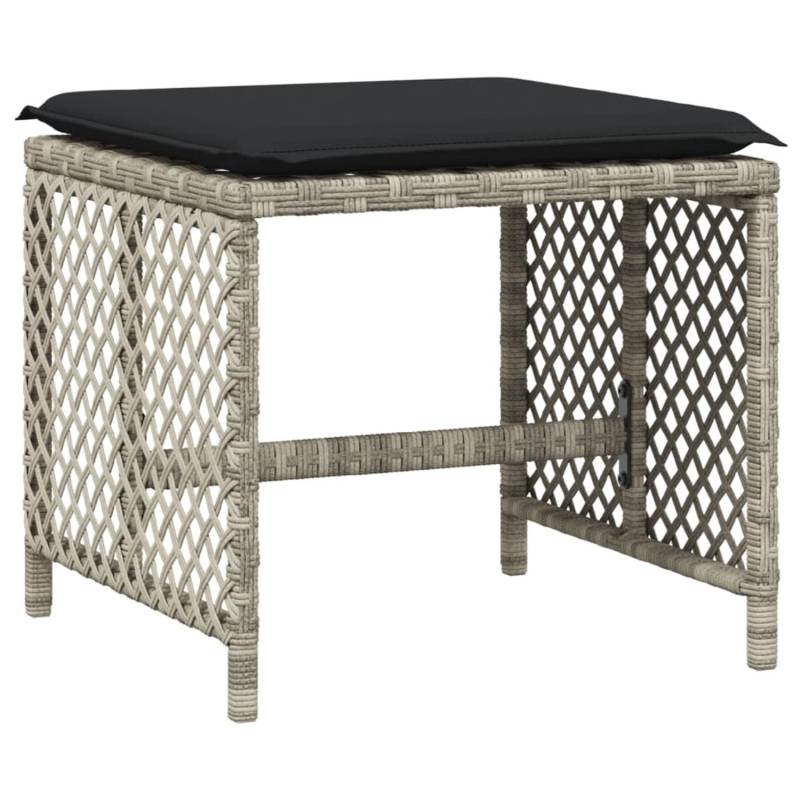 VidaXL Gartenhocker mit Kissen 4 Stk. Hellgrau 41x41x36 cm Poly Rattan 2 von VIDAXL
