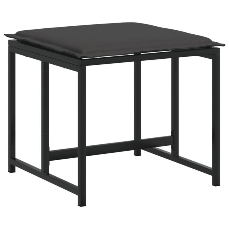 VidaXL Gartenhocker mit Kissen 4 Stk. Schwarz Stahl und Textilene von VIDAXL
