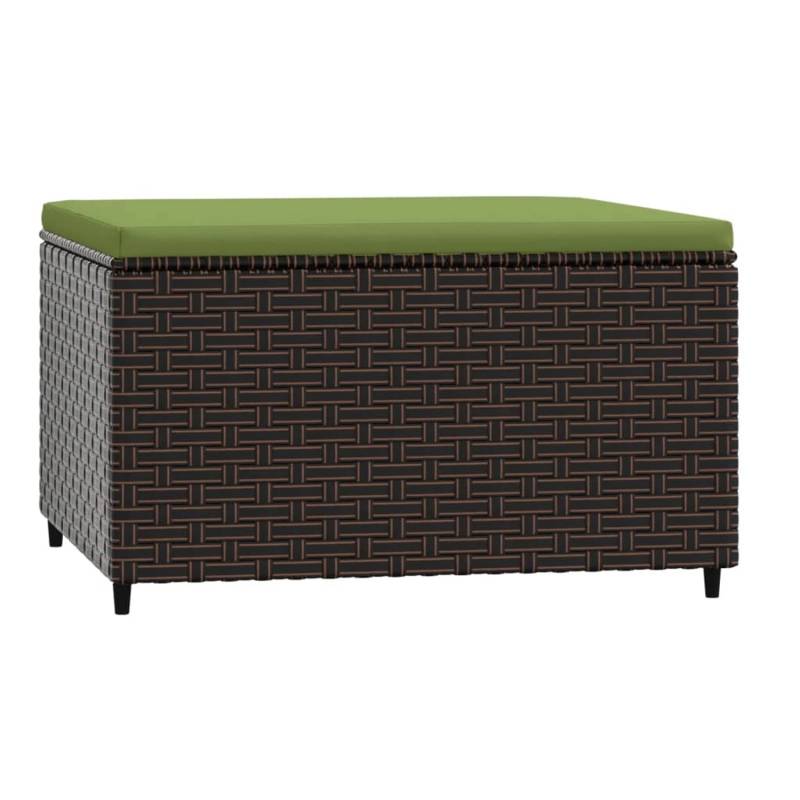 vidaXL Gartenhocker mit Kissen Braun Poly Rattan 3 von VIDAXL
