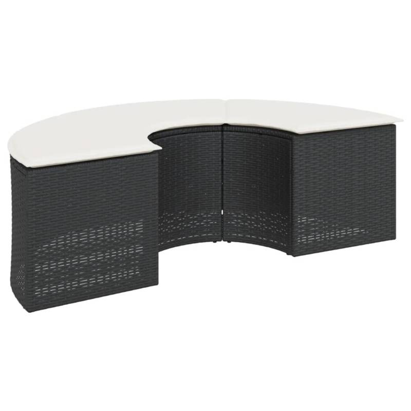 vidaXL Gartenhocker mit Kissen Schwarz Poly Rattan 2 von VIDAXL