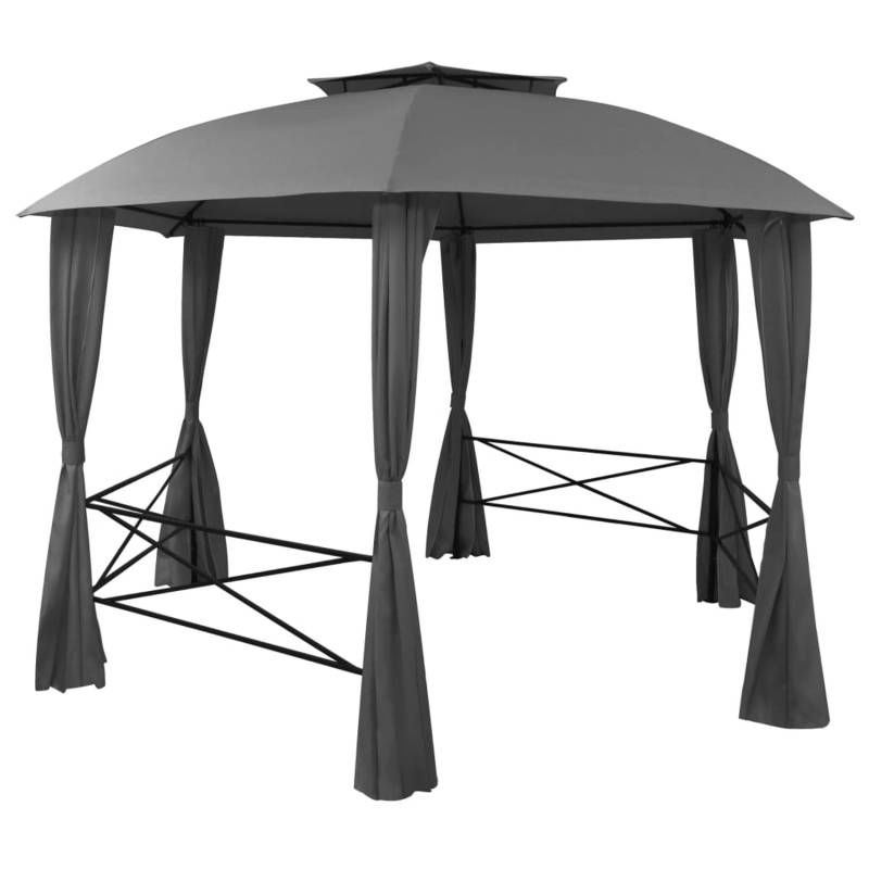 vidaXL Gartenpavillon mit Vorhängen Hexagonal 360x265 cm Modell 1 von VIDAXL