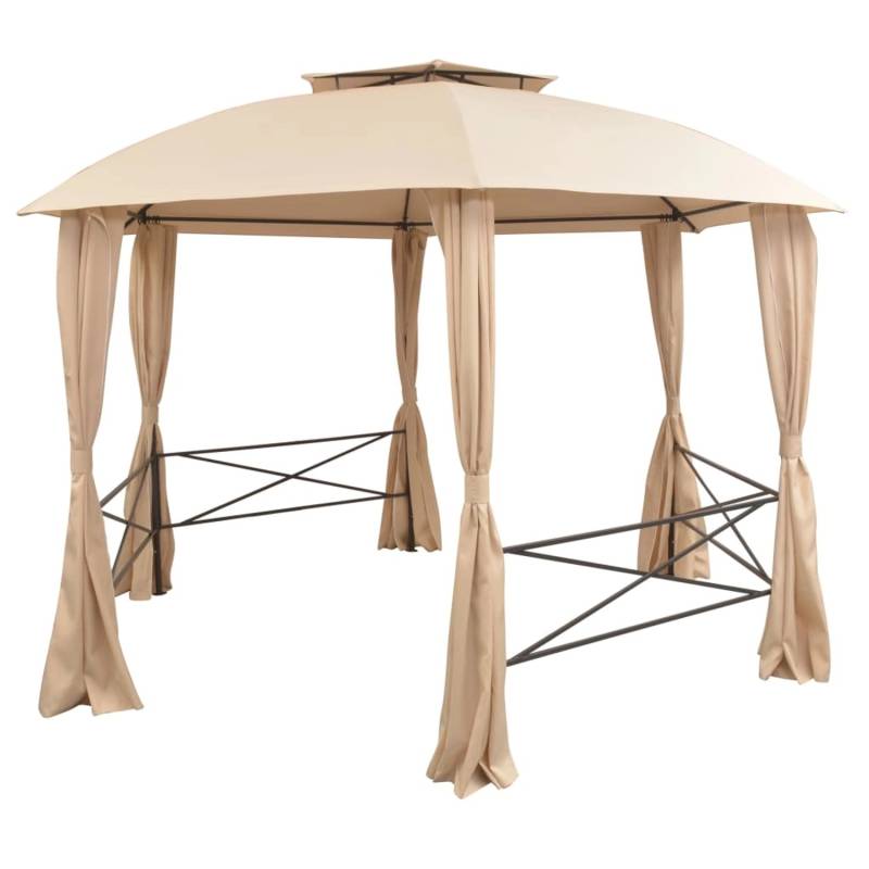 vidaXL Gartenpavillon mit Vorhängen Hexagonal 360x265 cm von VIDAXL