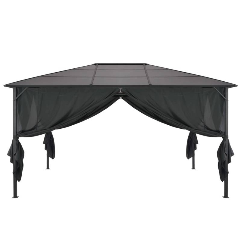 vidaXL Gartenpavillon mit Vorhang Aluminium 4x3x2,6 m  Schwarz von VIDAXL