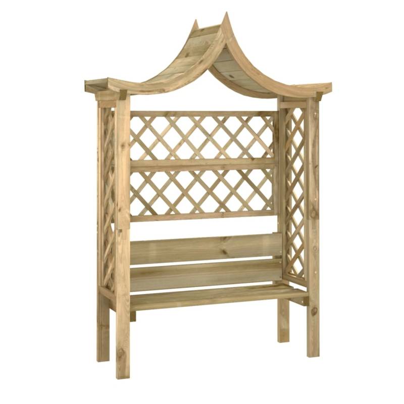 vidaXL Gartenpergola mit Dach und Bank Kiefernholz Imprägniert von VIDAXL
