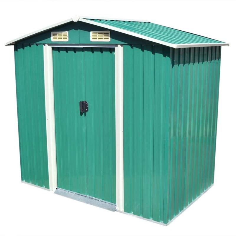 vidaXL Gartenschuppen Grün Metall 204 x 132 x 186 cm 657422 von VIDAXL