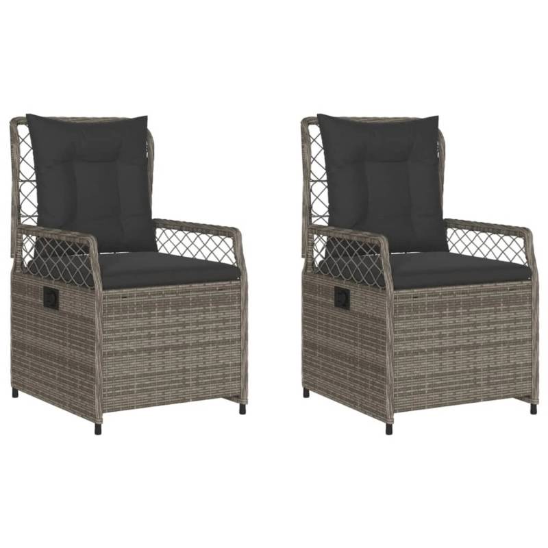 vidaXL Gartensessel 2 Stk. Verstellbar Grau Poly Rattan von VIDAXL