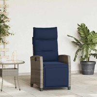 vidaXL Gartensessel mit Beistelltisch Verstellbar Grau Poly Rattan vidaXL Gartensessel mit Beistelltisch Verstellbar Grau Poly Rattan von VIDAXL