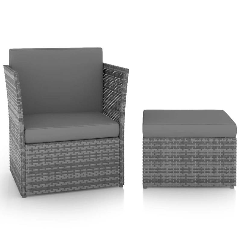 vidaXL Gartensessel mit Hocker Poly Rattan Anthrazit von VIDAXL