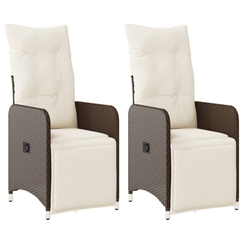 vidaXL Gartensessel mit Kissen 2 Stk. Verstellbar Braun Poly Rattan von VIDAXL