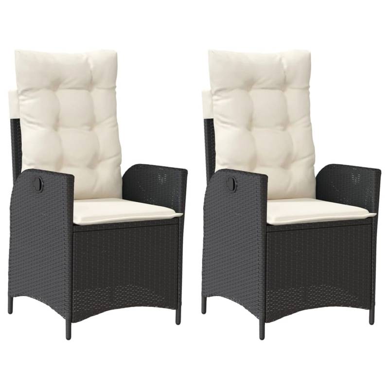 vidaXL Gartensessel mit Kissen 2 Stk. Verstellbar Schwarz Poly Rattan 57 x 61 x 93 cm von VIDAXL