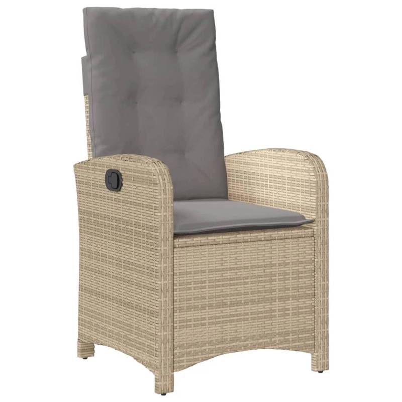 vidaXL Gartensessel mit Kissen Verstellbar Beigemischung Poly Rattan Stahl von VIDAXL