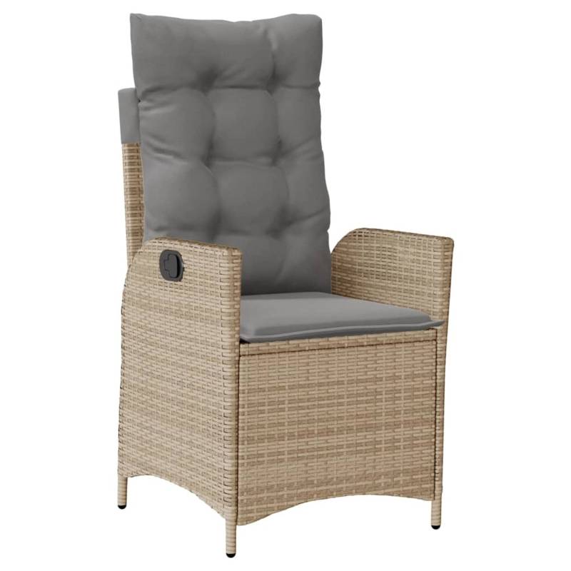 vidaXL Gartensessel mit Kissen Verstellbar Beigemischung Poly Rattan von VIDAXL