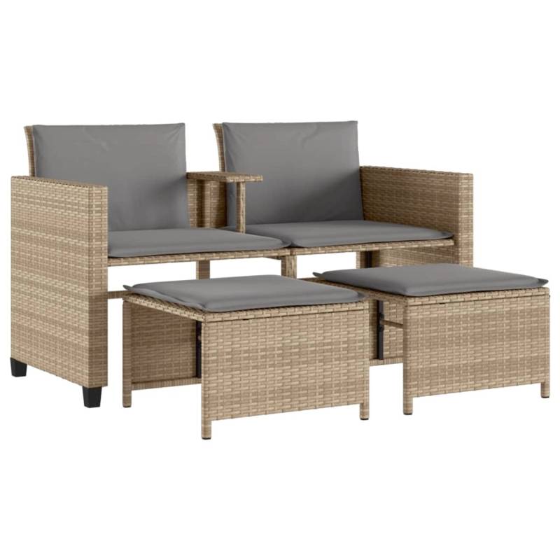 vidaXL Gartensofa 2-Sitzer mit Tisch und Hockern Beige Poly Rattan 368419 vidaXL Gartensofa 2-Sitzer mit Tisch und Hockern Beige Poly Rattan 368419 von VIDAXL