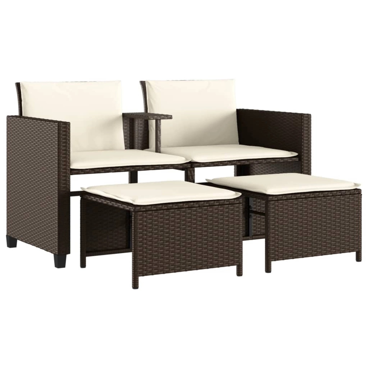 vidaXL Gartensofa 2-Sitzer mit Tisch und Hockern Braun Poly Rattan 368417 vidaXL Gartensofa 2-Sitzer mit Tisch und Hockern Braun Poly Rattan 368417 von VIDAXL